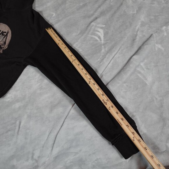 H&M Metallica Pushead Skull Hoodie Mens Medium Music Grunge Washed Black - Picture 10 of 10